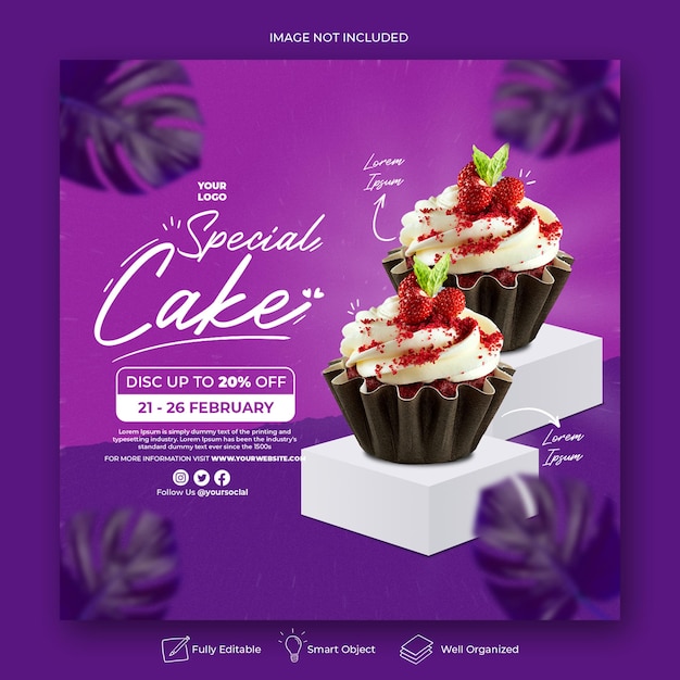 Food social media promotion and instagram banner post design template