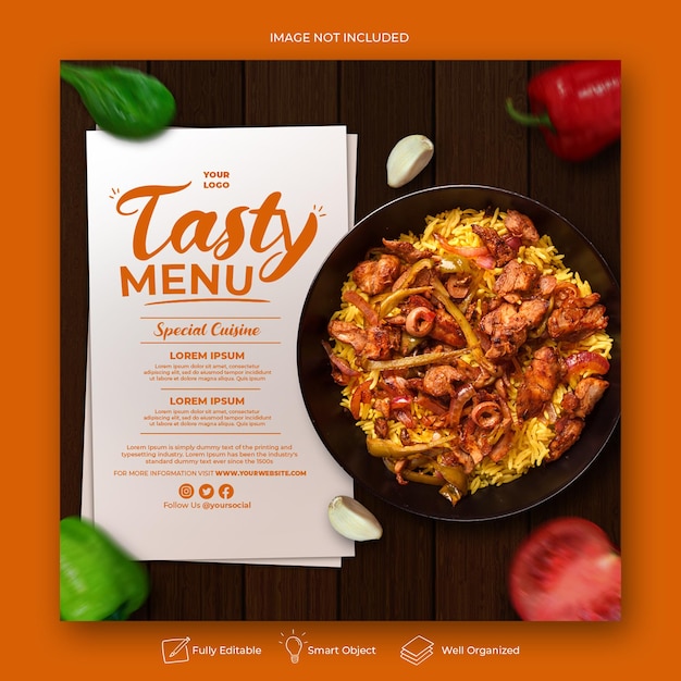 PSD food social media promotion and instagram banner post design template