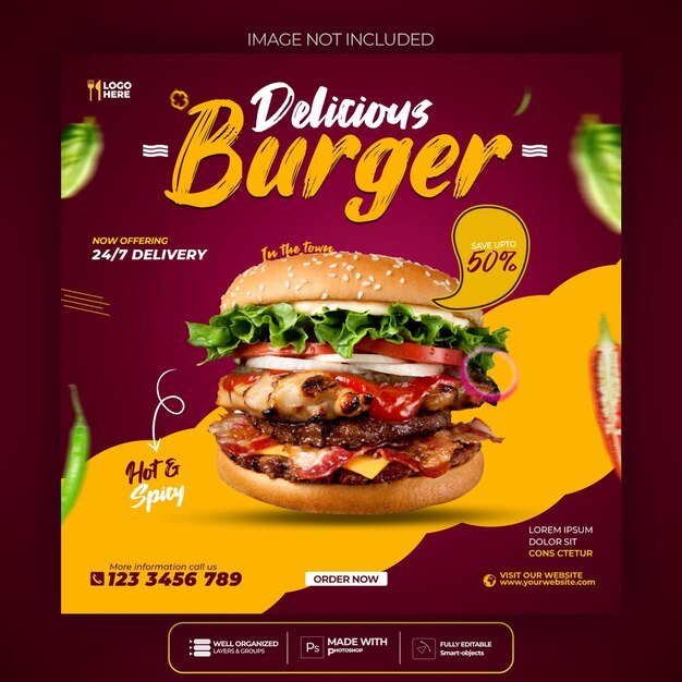 food social media promotion and instagram banner post design template