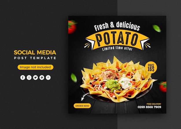 Food social media promotion and instagram banner post design template