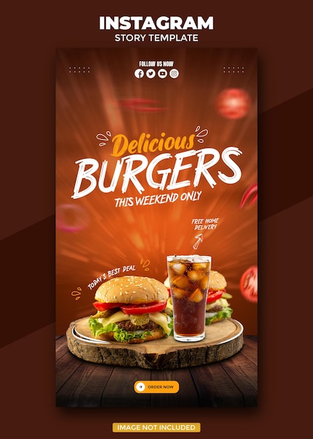 Food social media promotion and instagram story post design template