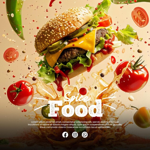 PSD food social media template