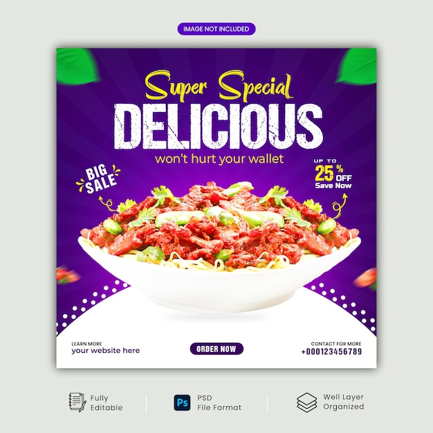 PSD food social post or instagram post design