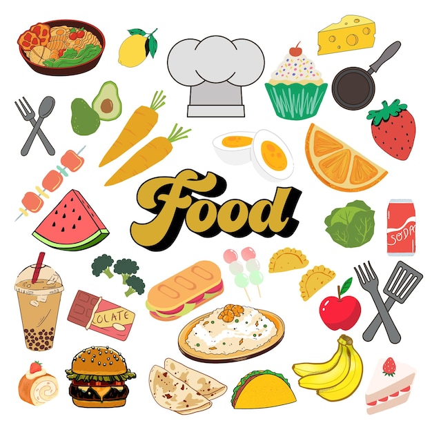 PSD food stickers background