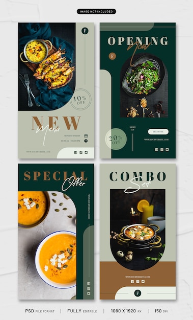 PSD food story template collection