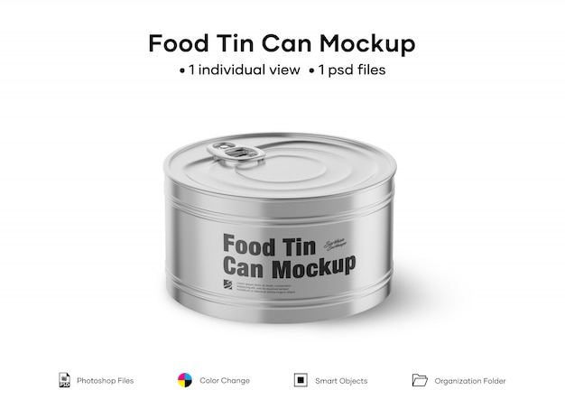 Food tin can mockup