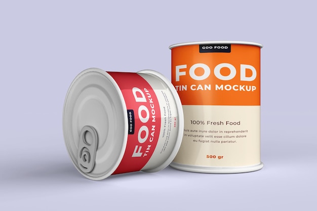 Food Tin Can Packaging Realistic Mockup Editable Psd