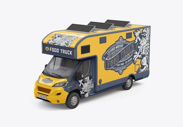 PSD food trailer mockup 3d render