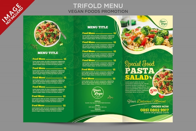 Modello di promozione del menu a tre ante di cibo