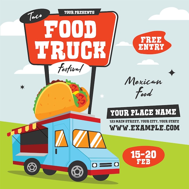 PSD food truck social media post template