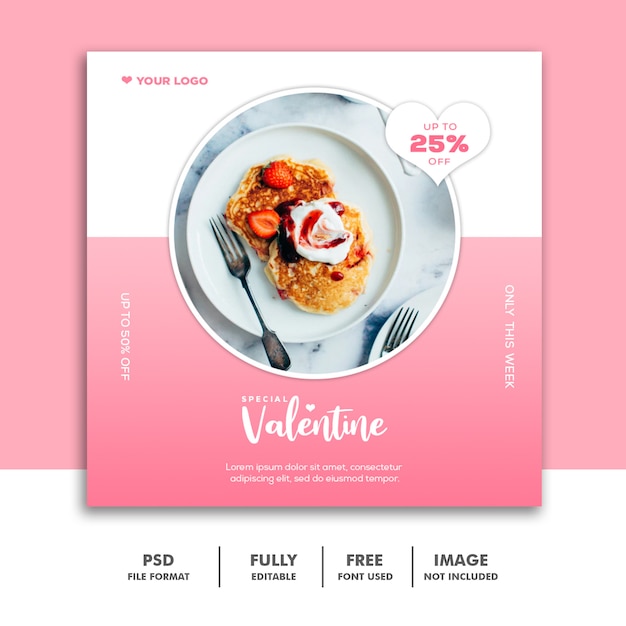 Food Valentine Banner Пост в социальных сетях