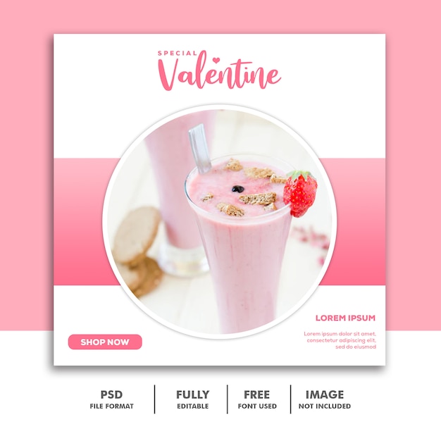 Food valentine banner social media post