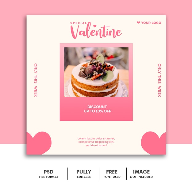 Food valentine banner social media post