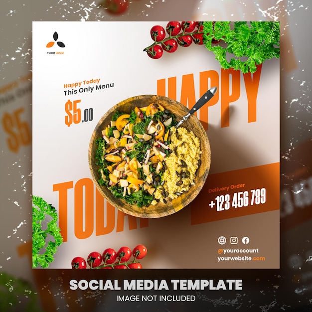 Social media alimentare e vegetale e modello di banner post instagram