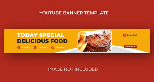 Food vlogger youtube banner template design