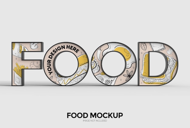 Макет знака слова еды для рекламы или брендинга