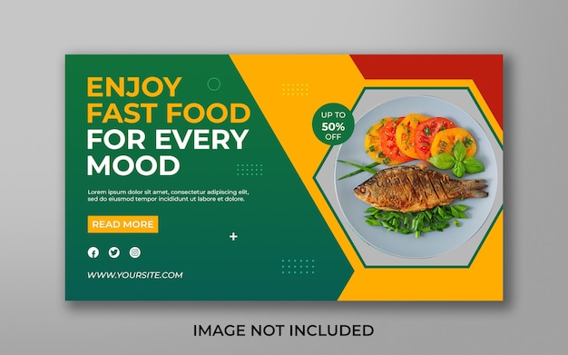 PSD food youtube video thumbnail or web banner template