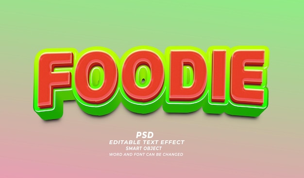PSD foodie 3d 편집 가능한 텍스트 효과 포토 템플릿