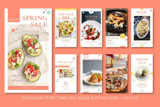 PSD foodish instagramverhalen grafische sjabloon