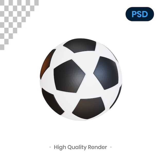 Illustrazione di rendering 3d di calcio psd premium