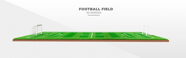 PSD football field with grass and goal in 3d render