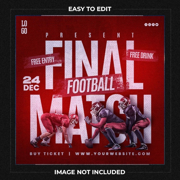 PSD football final match social media template