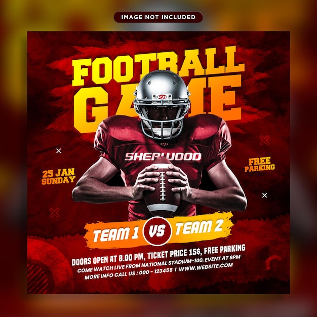 Football game flyer and social media post design template