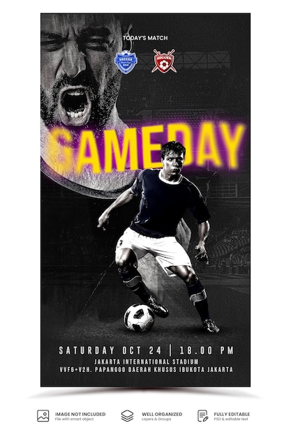 PSD football gameday sport event instagram story template