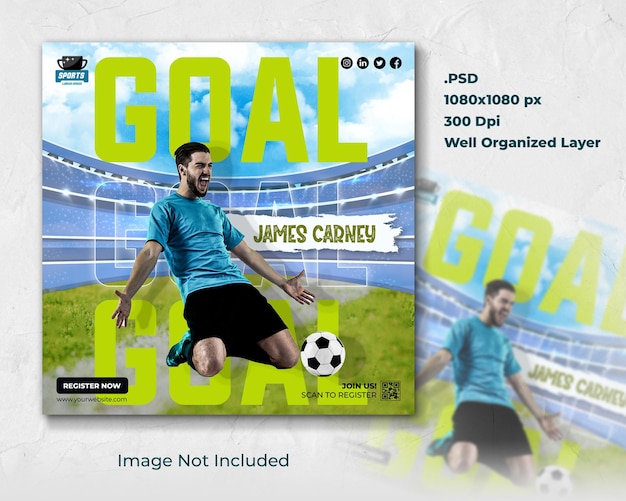 PSD football goal celebration post template