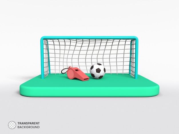 PSD icona del palo di calcio isolato 3d rendering illustrazione