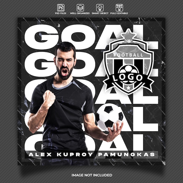 Football goal scorer social media instagram post template