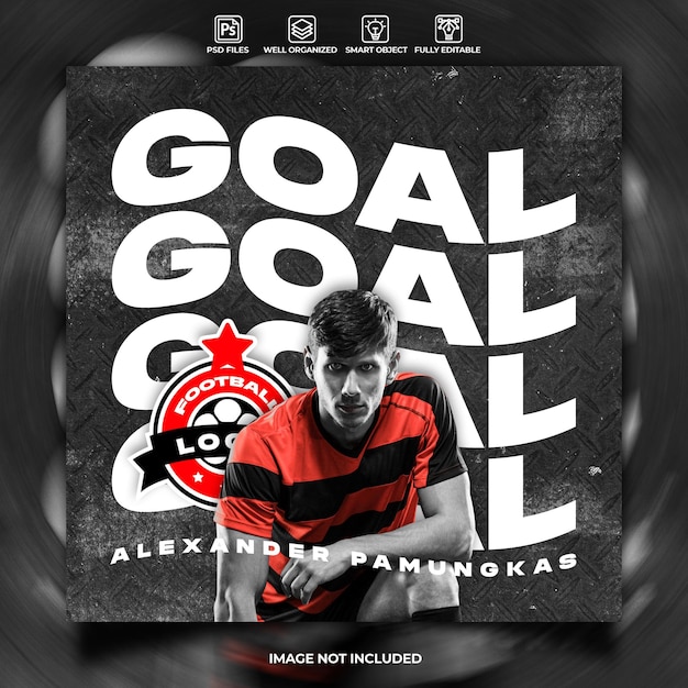 PSD football goal scorer social media post template