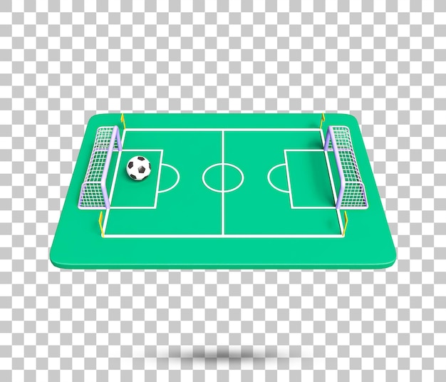 Значок 3d футбольных ворот. футбольный мяч и значок ворот. концепция футбола для чемпионата мира по футболу в катаре.