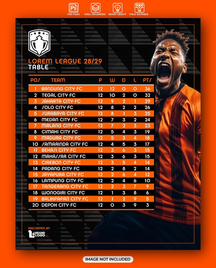 Football league table elegant design template