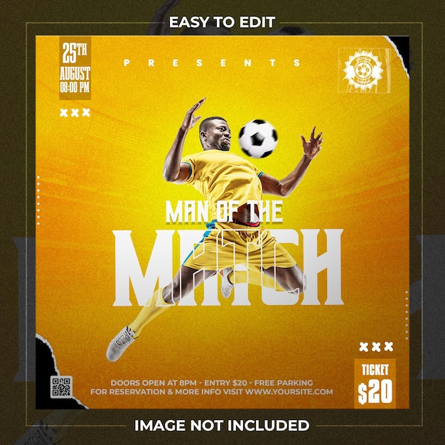 PSD football man of the match sport social media banner template