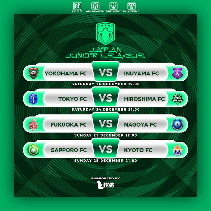 PSD football match schedule mockup design