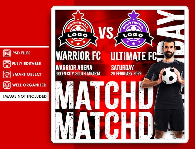 PSD football matchday poster and banner template