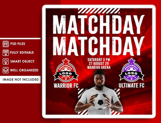 PSD football matchday poster and banner template