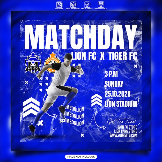 Football matchday poster or social media post template