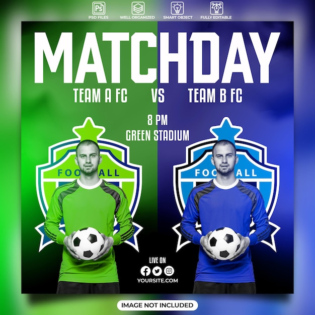 Football matchday social media banner template