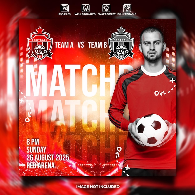 Football matchday social media poster template