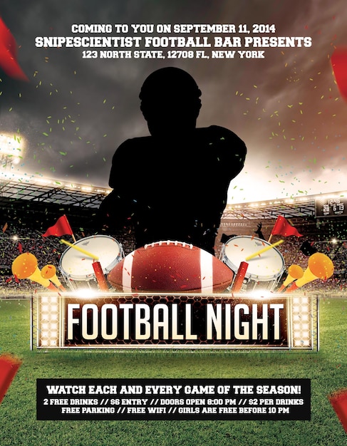 PSD football night flyer template