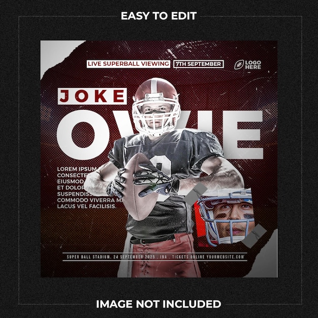 PSD football player flyer or social media template