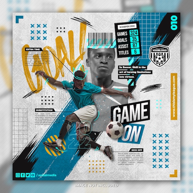 PSD football player poster social media post template