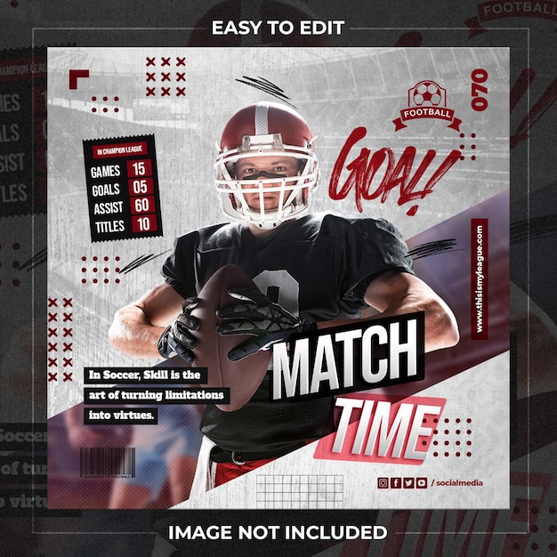 Football player poster social media post template