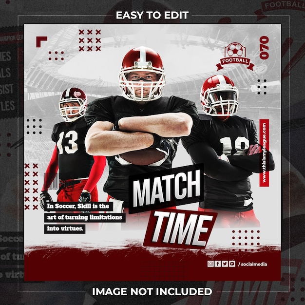 PSD football player poster social media post template