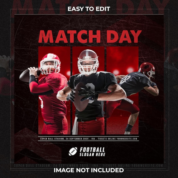 PSD football player poster social media post template