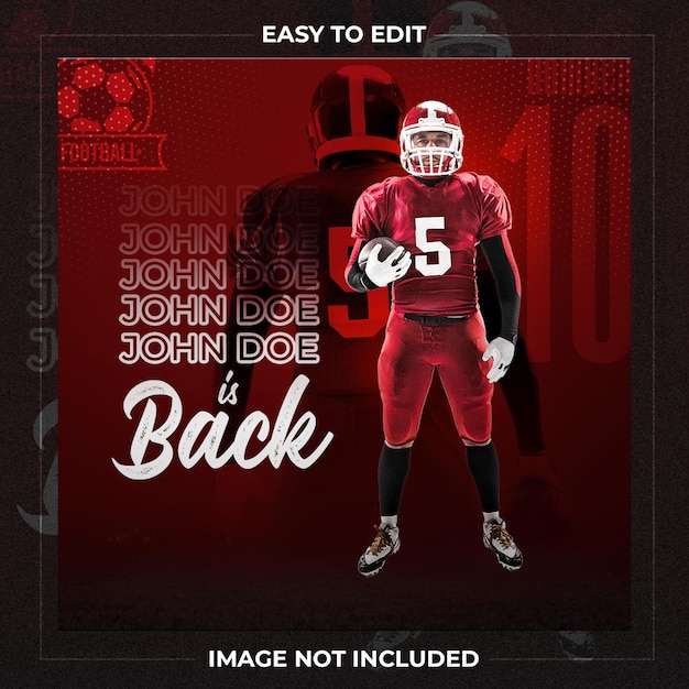 Football player poster social media post template