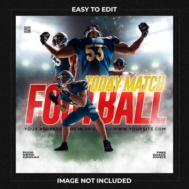 PSD football player poster social media post template