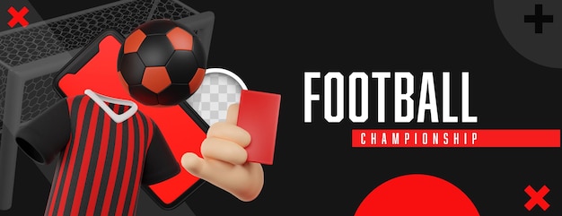 Football representative elements banner 3d illustration